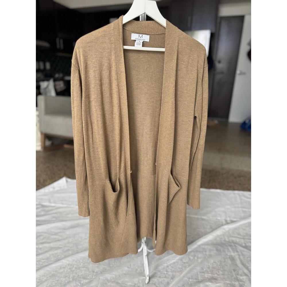 Magaschoni Sz Medium Beige Long Cardigan Sweater Duster